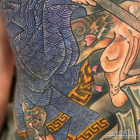 Александр Мосолов, цветная татуировка, ориентал, ориентал тату, японская татуировка, тату япония, тату в японском стиле,  тату на спине, тату самурай, тату на спине
