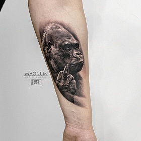 Серго Акопян, реализм тату, realism tattoo, черно белый реализм, цветная татуировка, тату портрет, реалистичная тату, тату на руке, чб реализм, тату реализм, тату горилла