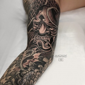 Александр Мосолов, реализм тату, realism tattoo, цветной реализм, цветная татуировка, тату демон, реалистичная тату, тату на руке