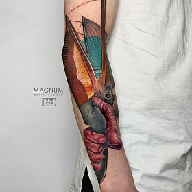Серго Акопян, реализм тату, realism tattoo, цветной реализм, цветная татуировка, тату портрет, реалистичная тату, тату на руке, тату птица, тату абстракция, тату экспрессионизм